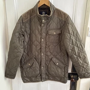 Cappotto trapuntato Harvey And Jones Harwood verde oliva marrone velluto a coste colletto medio - Foto 1 di 21