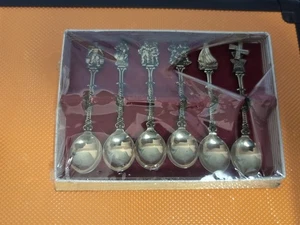 Vtg Silver tone Elesva Cup Tea Coffee Spoons set Holland 5" windmill - Picture 1 of 6