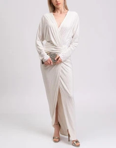 RRP €1550 RHEA COSTA EVENING Gown IT46 US10 UK14 L Wrap Effect Glitter V-Neck - Picture 1 of 7