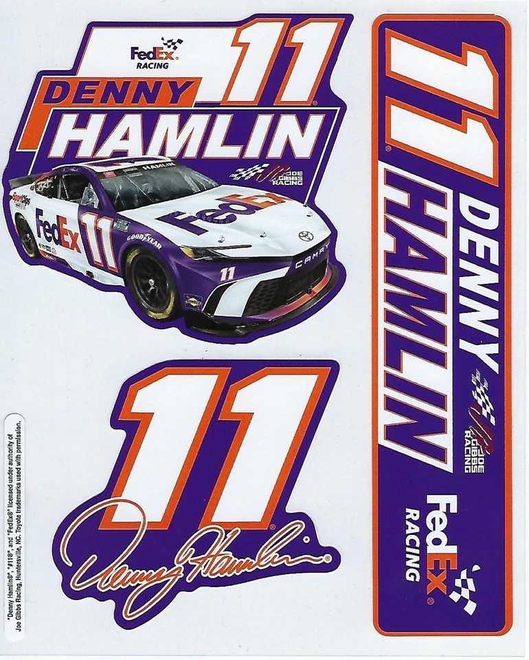 NASCAR Racing Denny Hamlin FedEx #11 Fan Pack Juego de 3 calcomanías/pegatinas Foto 1 de 2