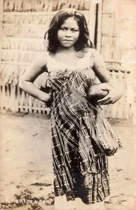 Philippines Filipino Girl "Ready for Bath" c1920s RPPC Photo Postcard COPY - Picture 1 of 2