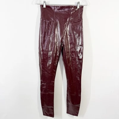Leggings SPANX Imitación Charol Talla M Rojo Oscuro Granate Brillante Ropa de Club Fiesta Foto 1 de 4