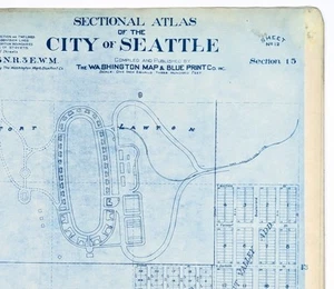 1900 SEATTLE Map  MAGNOLIA  - FORT LAWTON - LAWTON PARK  (24x22) ORIGINAL - Picture 1 of 7