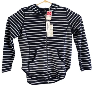 Tommy Bahama Villa Women’s L Hoodie Sweatshirt White Navy Blue Stripe Zip - Picture 1 of 11