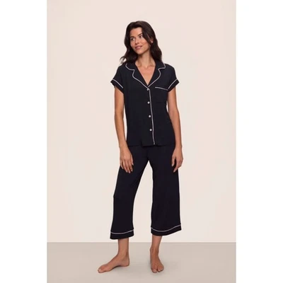 EBERJEY Gisele Manga Corta Recortado PJ Set Mediano Negro Rosa TENCEL Modal Nuevo con Etiquetas Foto 1 de 4