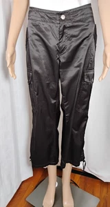 Banana Republic Sz 12 Brown Satin Crop Parachute Cargo Utility Pants Cotton Blnd - Picture 1 of 23