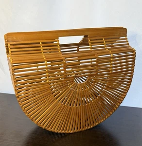 Vintage Holz Bambus Latten Geldbörse Handtasche Unikat Look - Bild 1 von 6