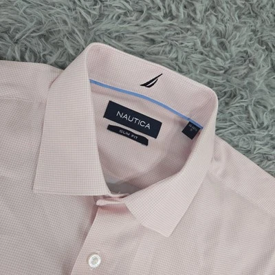 Camisa social Nautica 10397 pó pequeno rosa micro xadrez S/S slim fit peromance - Imagem 1 de 4