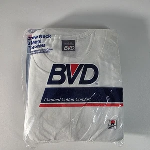 Vintage BVD Herren Kurzarm Weiß Rundhalsausschnitt T-Shirts Größe XL 46-48 (3ER-PACK) USA - Bild 1 von 8