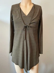 Masai 2 Piece Jacket Tunic Top Sz L Large Khaki Green Black Fits 10 12 M Medium - Picture 1 of 5