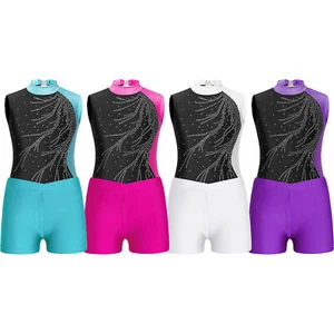 Kids Girl's Leotards And Shorts Stage Jumpsuit With Boyshorts Holiday Unitard - Picture 1 of 45