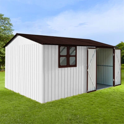 10x12 10x10 FT Large Metal Outdoor Garden Storage Shed Yard Tool Storage House - Image 1 of 4