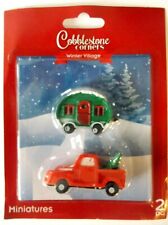 2021 Cobblestone Corners Christmas Village Miniatures Vintage Red Truck Camper