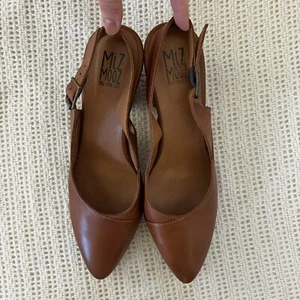 Miz Mooz Aurora Tan Leather Slingback Wedge Pumps Heels Size 42, US 10.5-11 - Picture 1 of 9