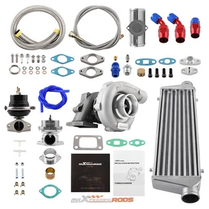 T3 T4 Turbocompresseur Turbo Kit + Wastegate+ Intercooler+ Oil Line For 1.5-3.0L - Imagen 1 de 12