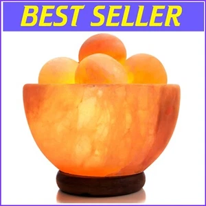 Unique Himalayan Salt Lamp Bowl with 6 Massage Balls - Perfect Father's Day Gift - Picture 1 of 9