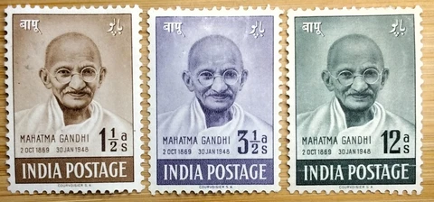 1948 INDIA GANDHI FIRST ANNIVERSARY OF INDEPENDENCE MINT STAMPS Cover
