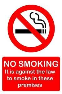 No Smoking On These Premises By Law. Metal Site Safety Hazard Warning Sign. - Picture 1 of 1