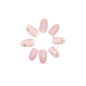 Press On Nails Short Coffin Reusable Nail Tips Glitter Nails Glue Gel Fake Nails - Picture 1 of 7