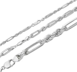 FigaRope Milano Chain Real Solid 925 Sterling Silver Necklace Or Bracelet 5-9mm - Picture 1 of 20