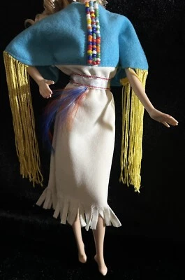 Barbie Sized Clothes-Native American Style Beaded Barbie Doll Dress Only - Image 1 of 3
