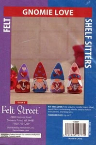 NIP!!! FELT SEQUIN/BEAD KIT GNOMIE LOVE SHELF SITTERS SET OF 4 - Picture 1 of 2