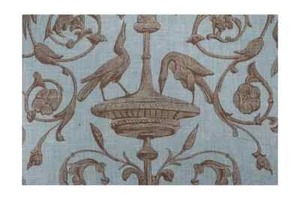5 Yards Thibaut Renaissance Linen Blend Designer Fabric in Blue - Picture 1 of 2