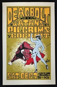 Deadbolt POSTER Satan's Pilgrims Cockpit Silkscreen Signed Chris Martin Numbered - Picture 1 of 3