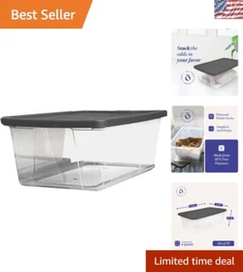 10 Stück Klar Kunststoff Organisation Behälter mit Sicheren Grau Deckeln - 6 Quart Kapazität - Bild 1 von 11