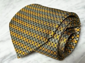 HERMES Plaid 100% Silk Tie Men Multicolor Yellow Green Genuine USED - Picture 1 of 9