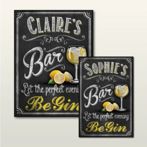 Personalised Gin Vintage Chalkboard Retro Fun Bar Sign Wooden Plaque Gift. - Picture 1 of 7
