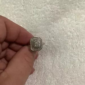 Art Deco Cocktailring Jugendstil 10K Weißgold Diamant 3-stufig gewölbt - Bild 1 von 9