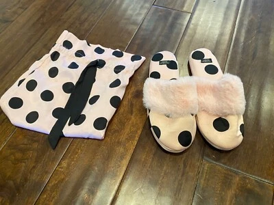 Zapatillas Victoria Secret Rosa Lunares y Bolso Saco de Seda a Juego Talla Pequeña Foto 1 de 4