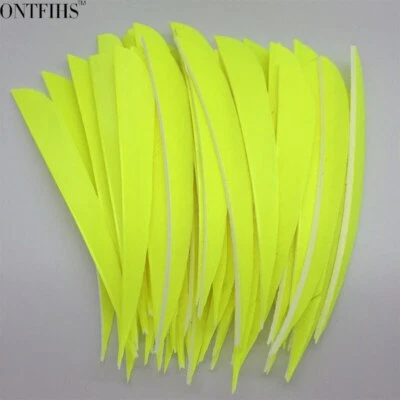 50PCS 5inch Fluorescent Yellow Parabolic Vanes Fletches Feathers Fletching RW LW - Image 1 of 4
