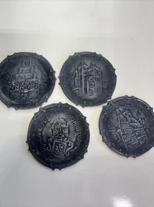 Vier Zinn deutsche Vintage Tasse-Glas-Bier Costers - Bild 1 von 10