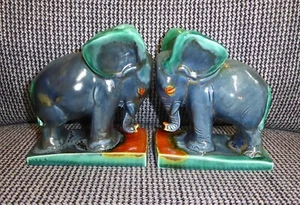 !!!!! ART DECO BELLISSIMI FERMALIBRI ELEFANTE SMALTO DA CORSA CERAMICA!!!!! - Foto 1 di 3
