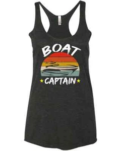 Boat Captain Retro Vintage Funny Pontoon Boating Summer Lake Time Racer Tank To - Picture 1 of 6