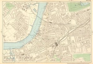 BATTERSEA Wandsworth Clapham Junction Lavender Hill Battersea Rise 1903 Karte - Bild 1 von 2