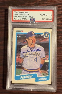 Milwaukee Brewers, Paul Molitor, Signed Trading Card, GM 10, PSA Authenticated - Image 1 of 4
