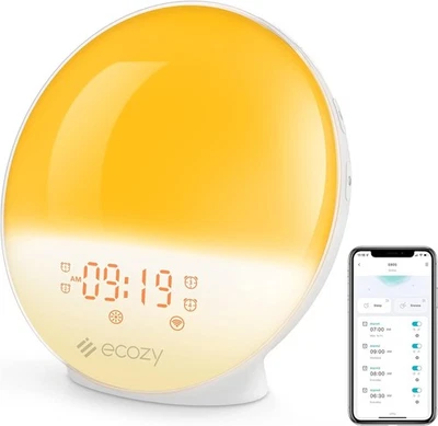 ecozy Sunrise Alarm Clock, White Noise Machine, Sunrise/Sunset Simulation, Alexa - Image 1 of 4