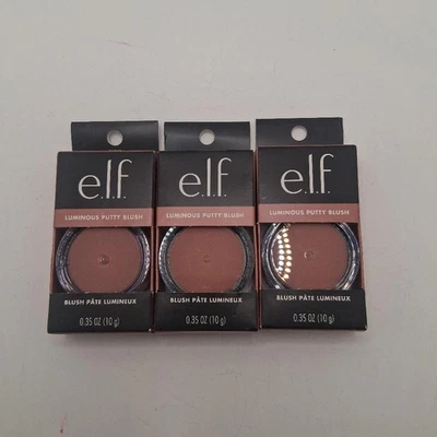 PACK 3 e.l.f. Rubor de masilla luminoso, masilla en polvo, rubor edificable con un Foto 1 de 4