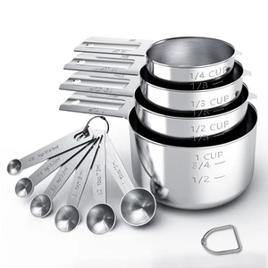 Juego de tazas y cucharas medidoras de acero inoxidable TILUCK, tazas y cucharas, cocina G... - Imagen 1 de 6