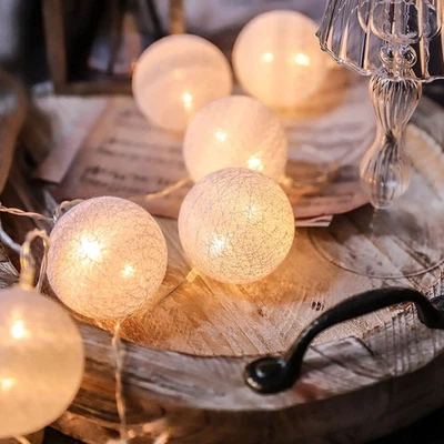 LED Christmas Day Household New Year Decoration Lights Cotton Ball Lights Stri - Image 1 of 4
