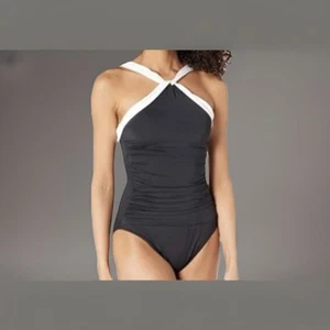 Lauren Ralph Lauren Damen Bel Air Einteiler Badeanzug, Schwarz Weiß, Größe 14 Neu mit Etikett - Bild 1 von 4