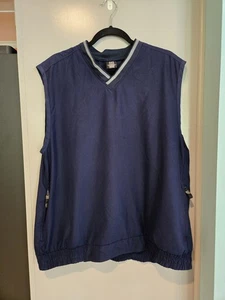 Vintage Nike Golf L Sleeveless V Neck Pullover Windbreaker Vest Navy Pockets - Picture 1 of 9
