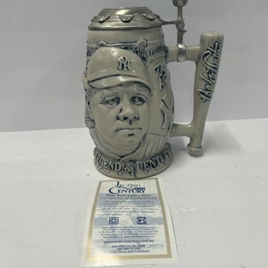 Piedra de cerveza con tapa Babe Ruth 1999 Legend of the Century con certificado de autenticidad sin caja Bambino - Imagen 1 de 4