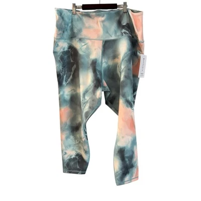 NUEVO CON ETIQUETAS Leggings Athleta Elation Tie Dye Estampados 7/8 Talla 3X Bolsillos Acuarela Foto 1 de 4