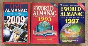 Lot of 3 Almanacs: Time Almanac 2009 + 2 The World Almanac 1993 & 1997 - Picture 1 of 9