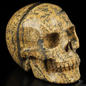 3.5" Chinese Painting Stone Hand Carved Crystal Skull, Realistic, Healing - Picture 1 of 7