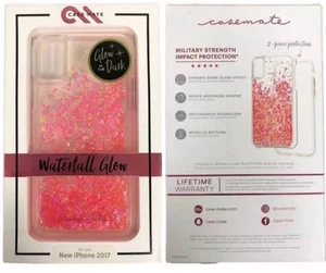 Case Mate Waterfall Glow in The Dark Liquid Pink Glitter Case For Apple iPhone X - Picture 1 of 1